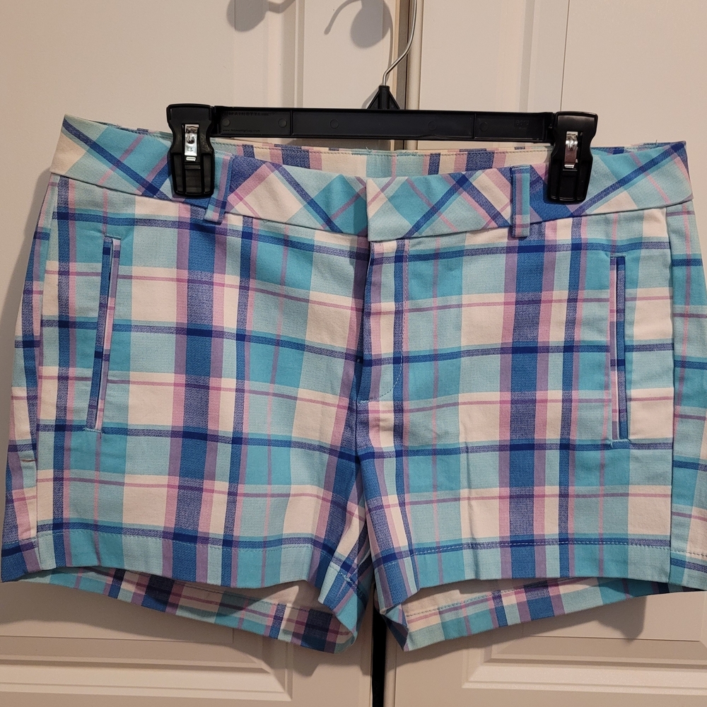 a.n.a Plaid Women's Shorts in Blue, Pink, and White